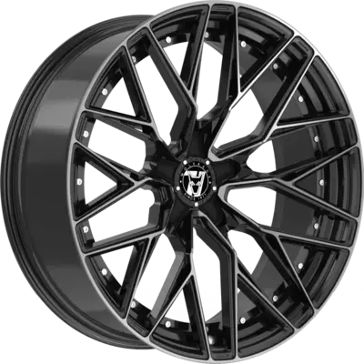 Wolfrace 71 Wolfsburg GTR Custom Gloss Raven Black Polished Alloy Wheels Image