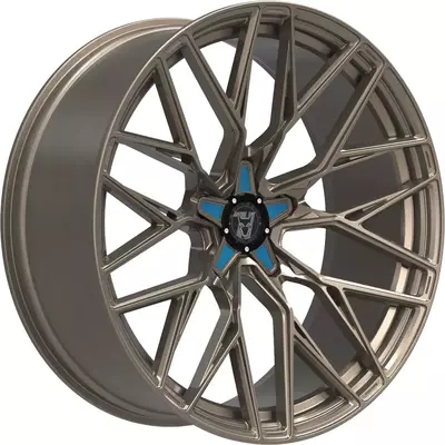 Wolfrace 71 Wolfsburg GTR CUSTOM Racing Bronze Blue Inserts Alloy Wheels Image