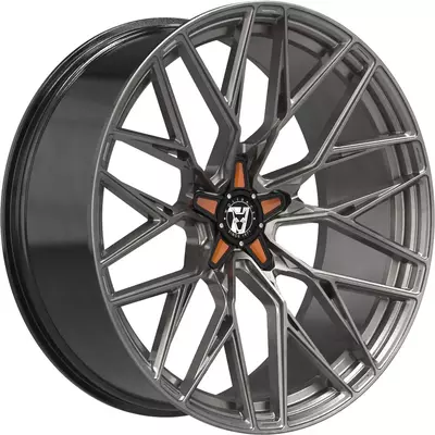 Wolfrace 71 Wolfsburg GTR CUSTOM Racing Carbon Orange Inserts Alloy Wheels Image