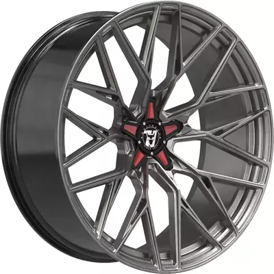 Wolfrace 71 Wolfsburg GTR CUSTOM Racing Carbon Red Inserts Alloy Wheels Image