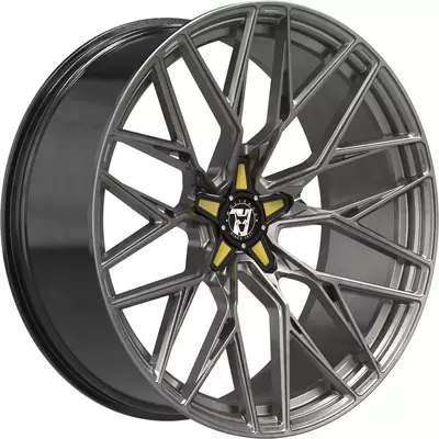 Wolfrace 71 Wolfsburg GTR CUSTOM Racing Carbon Yellow Inserts Alloy Wheels Image