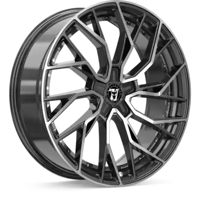 8.5x18 Wolfrace 71 Voodoo Custom Gloss Raven Black Polished Alloy Wheels Image